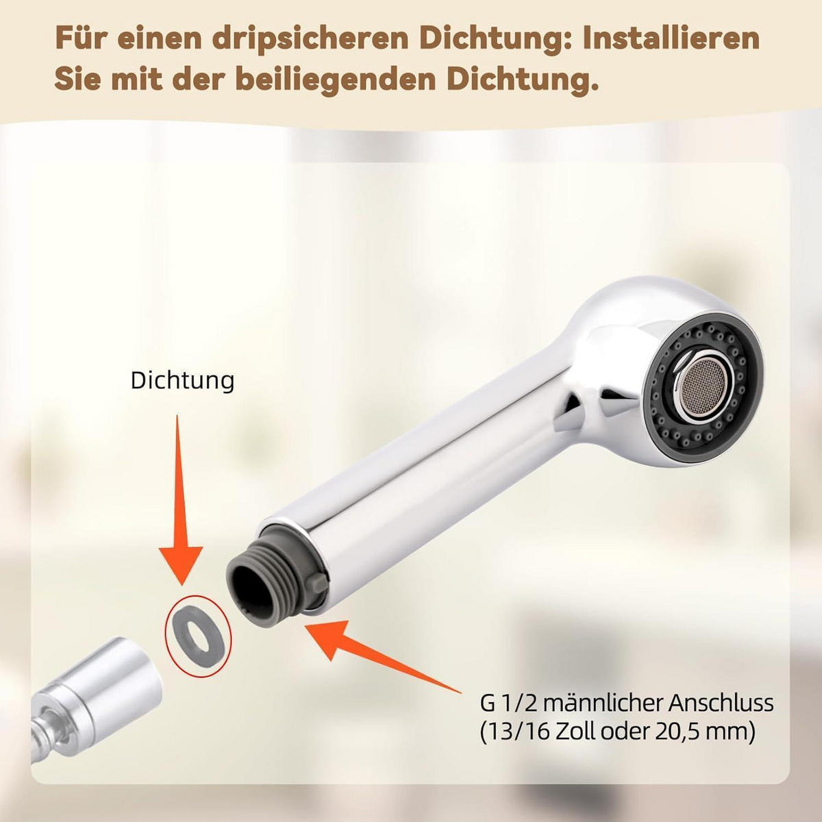 KÜCHENARMATUR Brausekopf Chrom 2 Strahlarten - Silberfarben, Metall (2/2/2cm)
