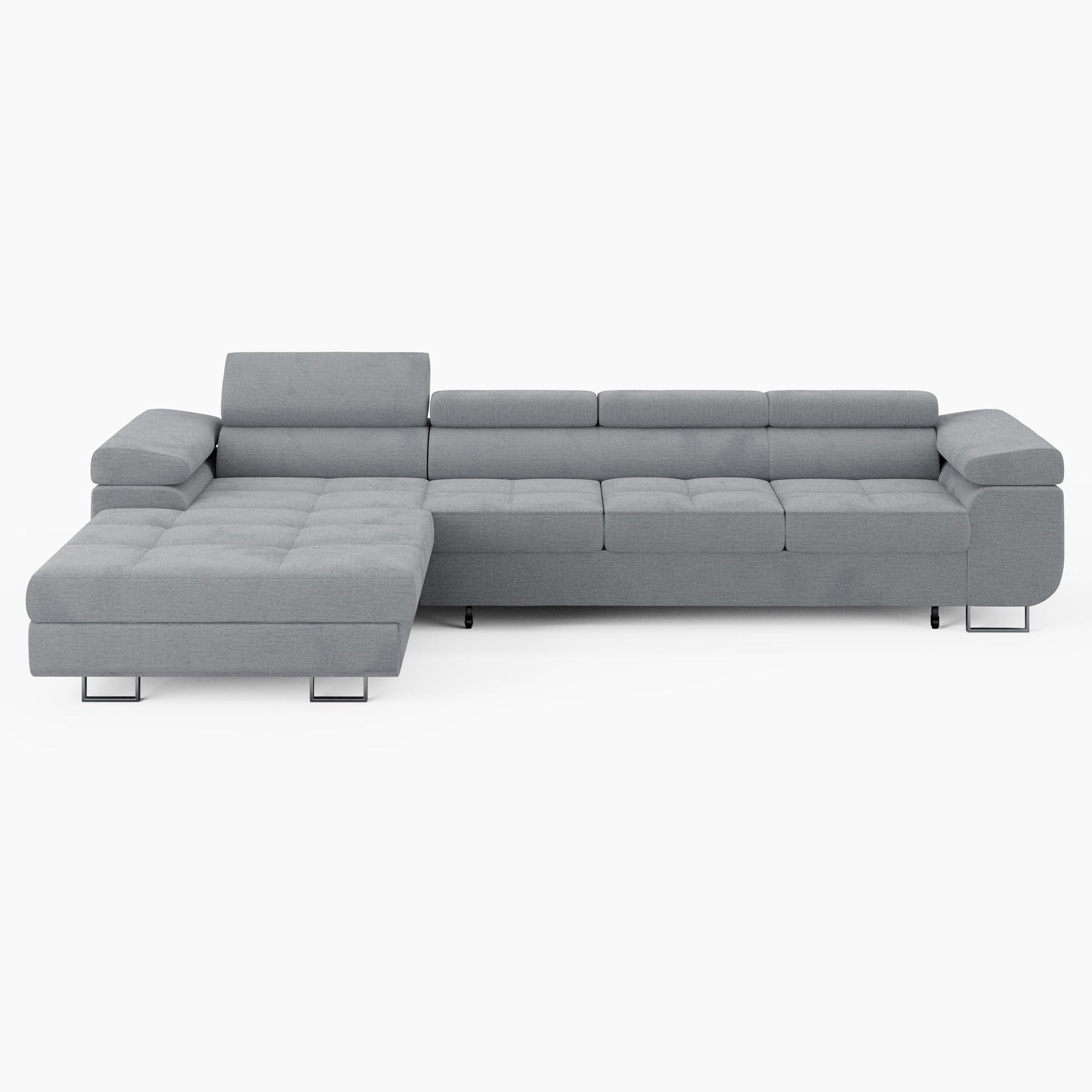 ECKSOFA VEMO CORE PLUS Links Hellgrau Velours-Stoff mit Schlaffunktion und Bettkasten - Hellgrau, Holz/Metall (350/205cm) - Barchello