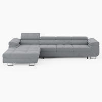 ECKSOFA VEMO CORE PLUS Links Hellgrau Velours-Stoff mit Schlaffunktion und Bettkasten - Hellgrau, Holz/Metall (350/205cm) - Barchello