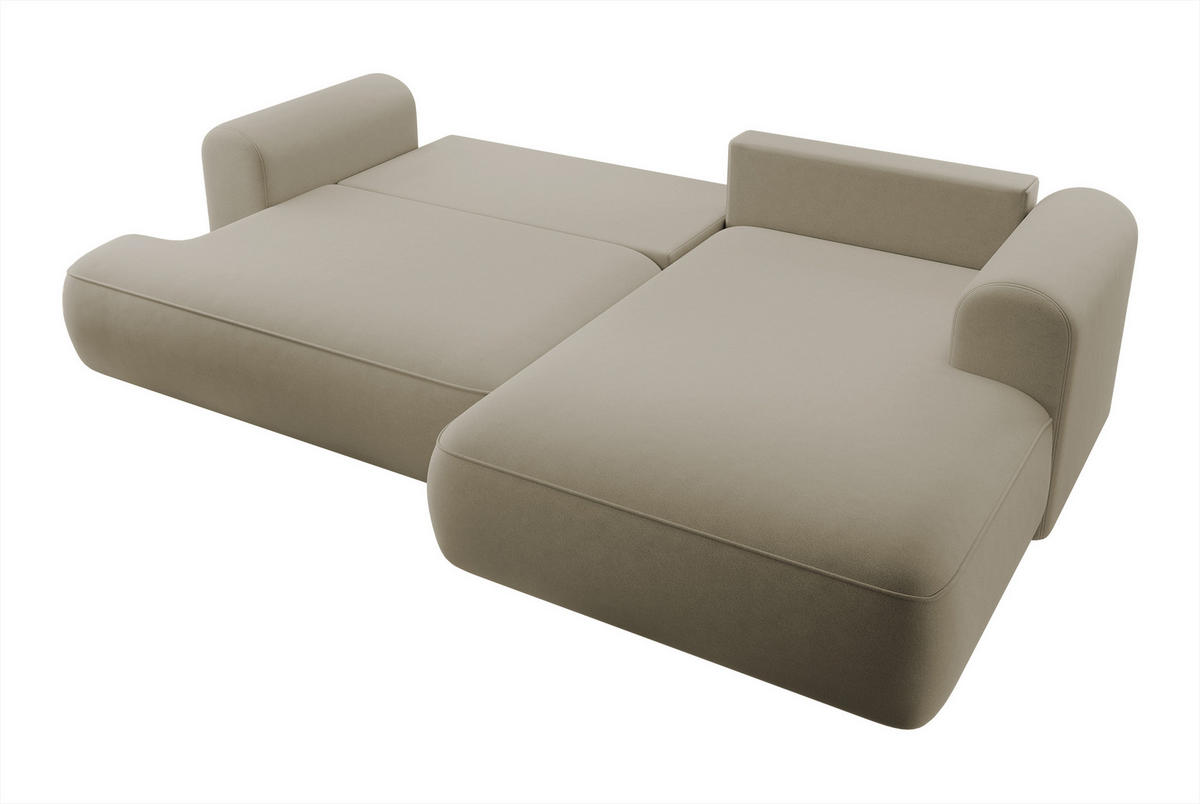 ECKSOFA Ovo Beige Velours - Beige/Schwarz, Kunststoff/Textil (260/165cm) - Selsey