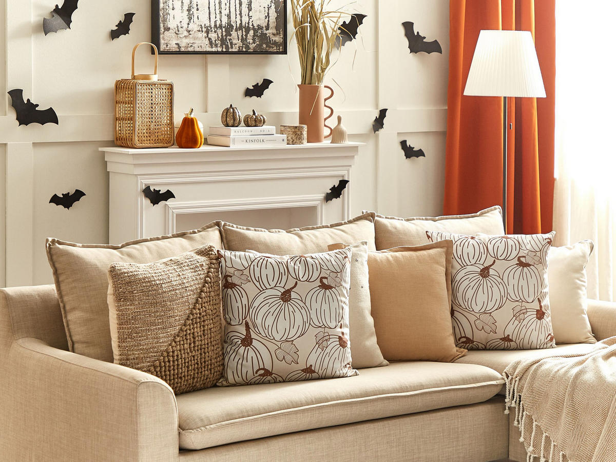 DEKOKISSEN 2er-Set Beige 45/45 cm Gourd - Beige, Textil (45/45cm) - Beliani