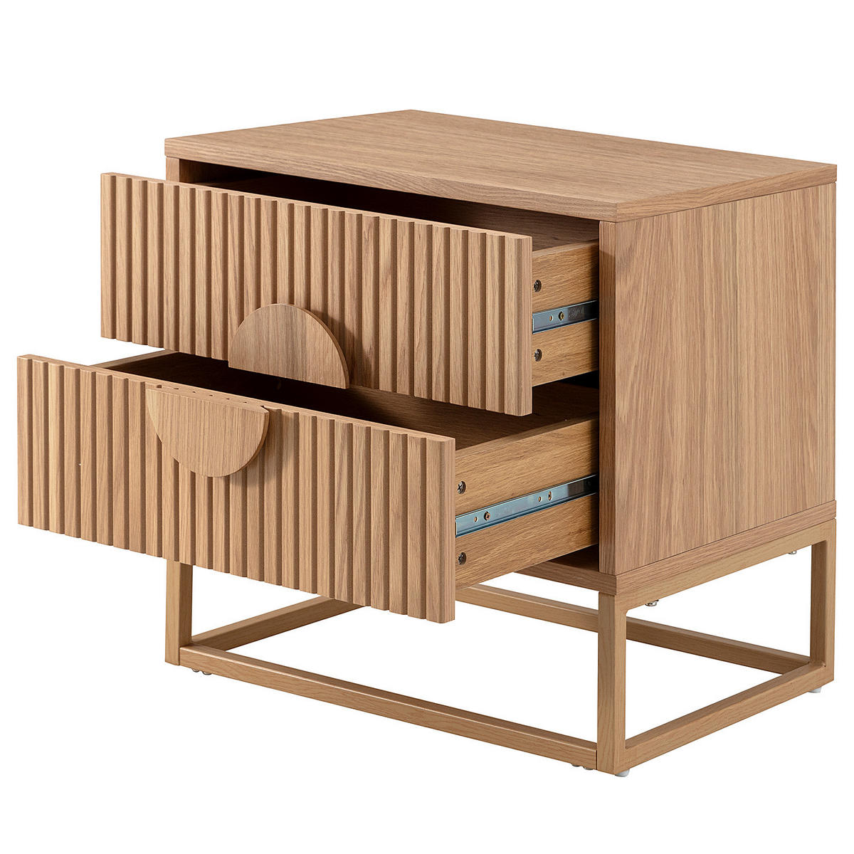 NACHTKOMMODE - Echholzfurnier, Eiche - Eichefarben, Holzwerkstoff (55/55/40cm) - home24