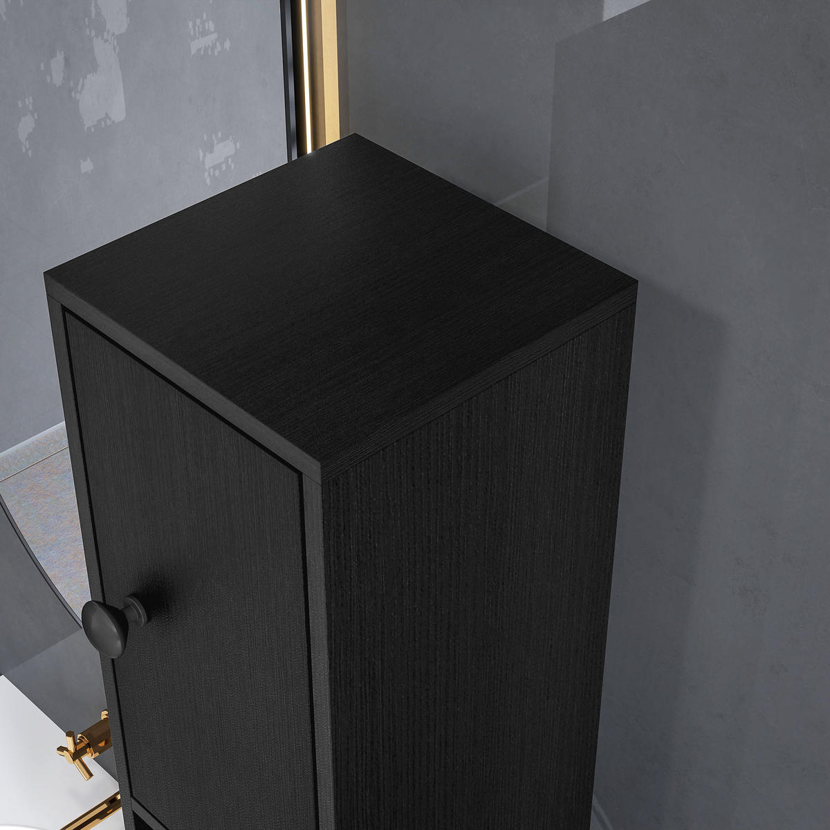 HOCHSCHRANK DE-12538 20/20/180 cm Schwarz - Schwarz, Holzwerkstoff (20/180/20cm) - ComfortXL