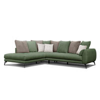 ECKSOFA CALME 5-Sitzer, olive und beige - Olivgrün, Holz/Textil (294/229cm) - Courtois Laville