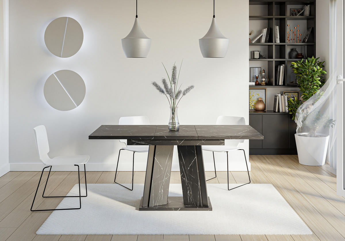 ESSTISCH Ausziehbar 120 - 160 cm Schwarz Marmoroptik - Schwarz/Grau, Holzwerkstoff (120/80/75cm) - PROSPERO