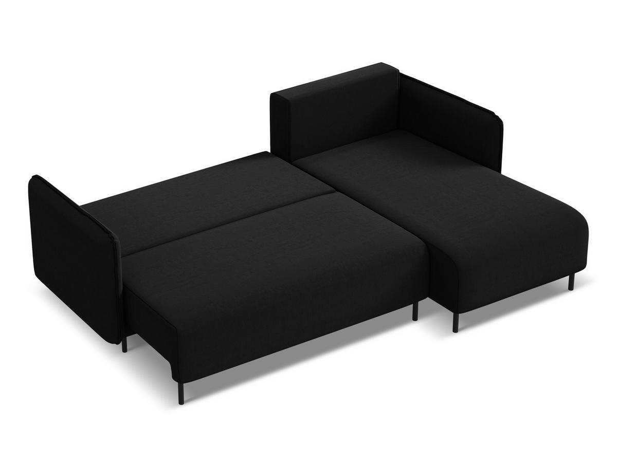 ECKSOFA mit Schlaffunktion Samt Stoff Schwarz - Schwarz, Holz/Textil (236/162cm) - Makamii