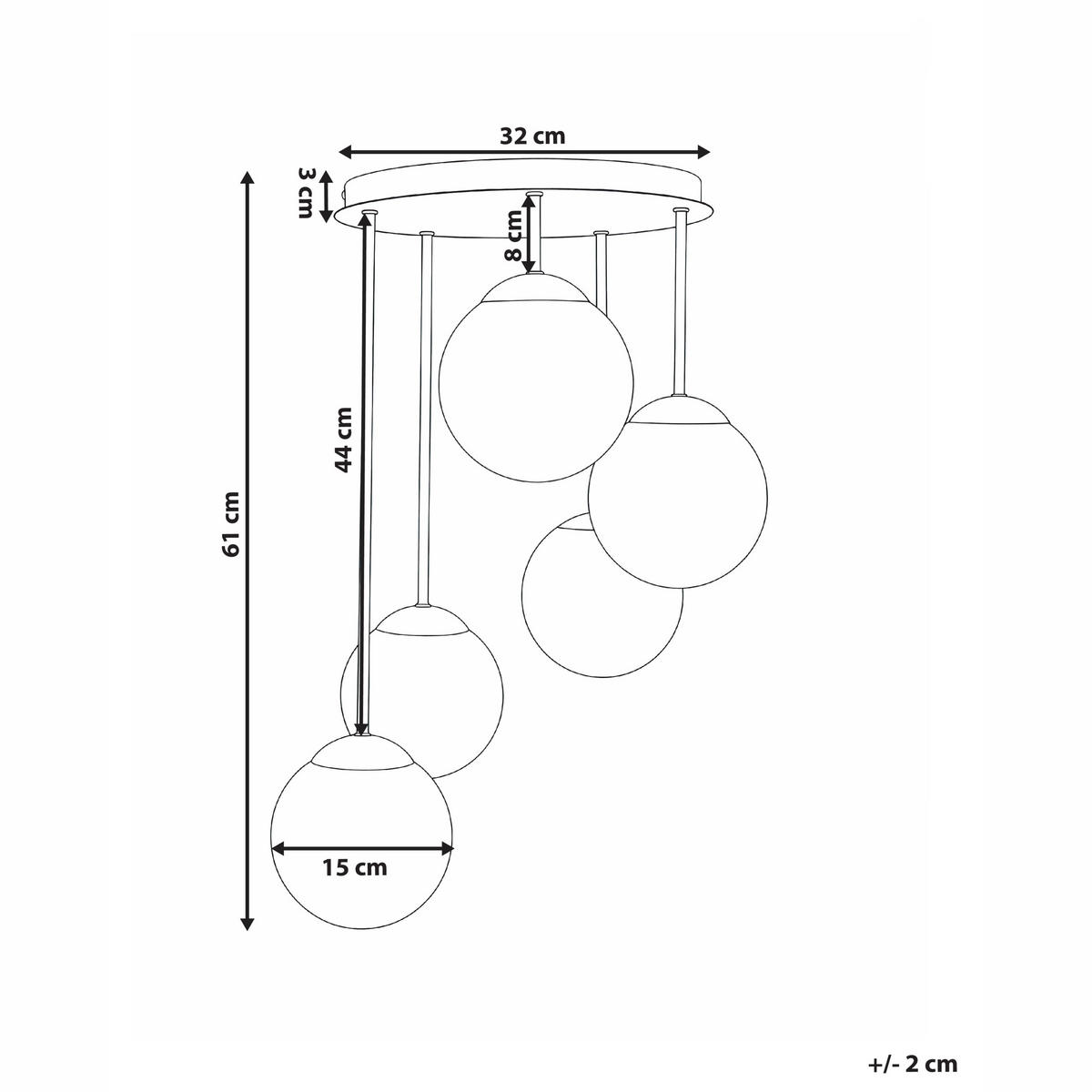 HÄNGELEUCHTE Messing Riana - Messingfarben/Weiß, Metall (42/42/61cm) - Beliani