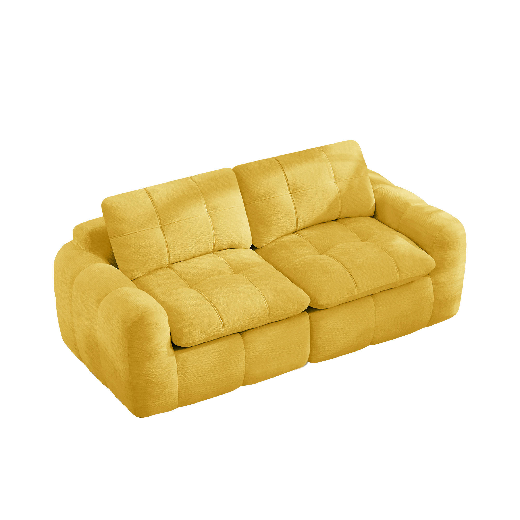 2-SITZER-SOFA DE-34464 quadratische Tuftung und 32D-Schaum Gelb - Gelb, Textil (97/68/194cm) - ComfortXL
