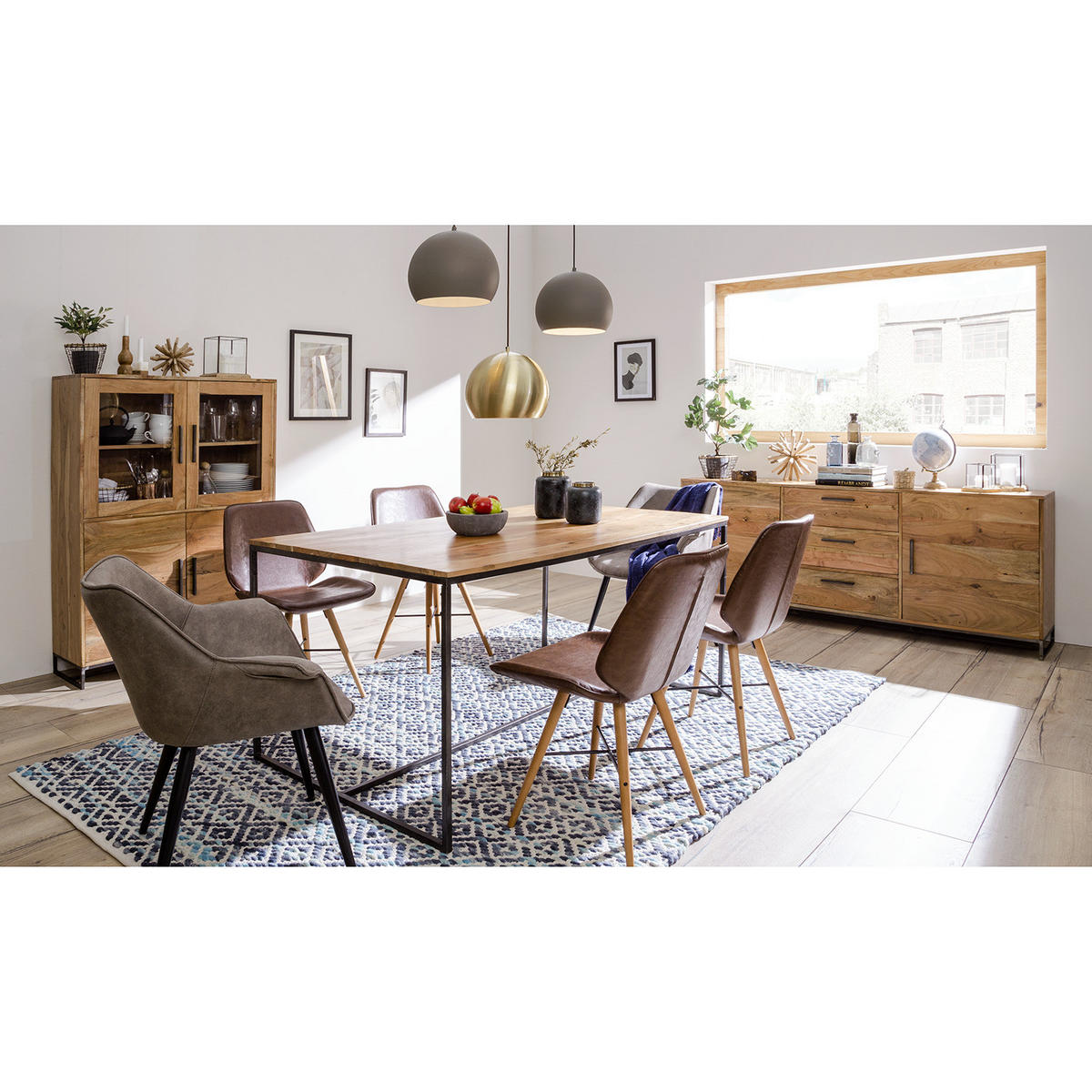 HIGHBOARD - Akazie massiv / Eisen - Akaziefarben, Holz (100/140/35cm) - home24