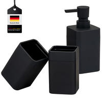 BADEZIMMER-SET SAVONA, Soft-Touch, schwarz, eckig - Schwarz, Kunststoff (7/16/9cm) - bremermann
