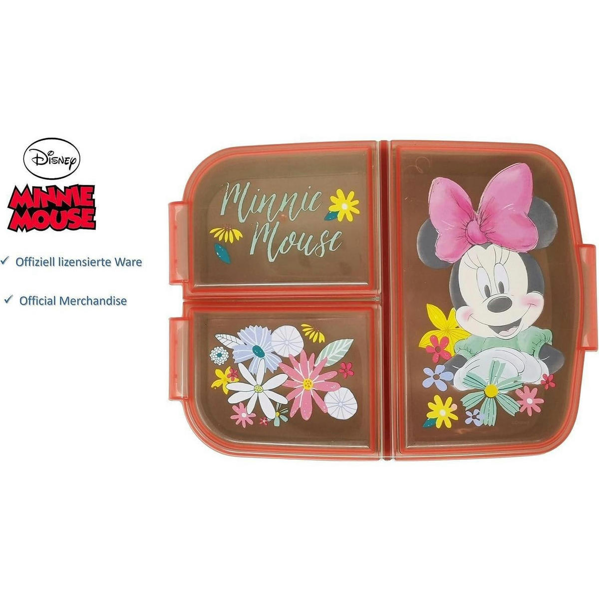 BROTDOSE Kinder mit Fächern Minnie Mouse 18 cm - Multicolor, Kunststoff (12/17/5cm)
