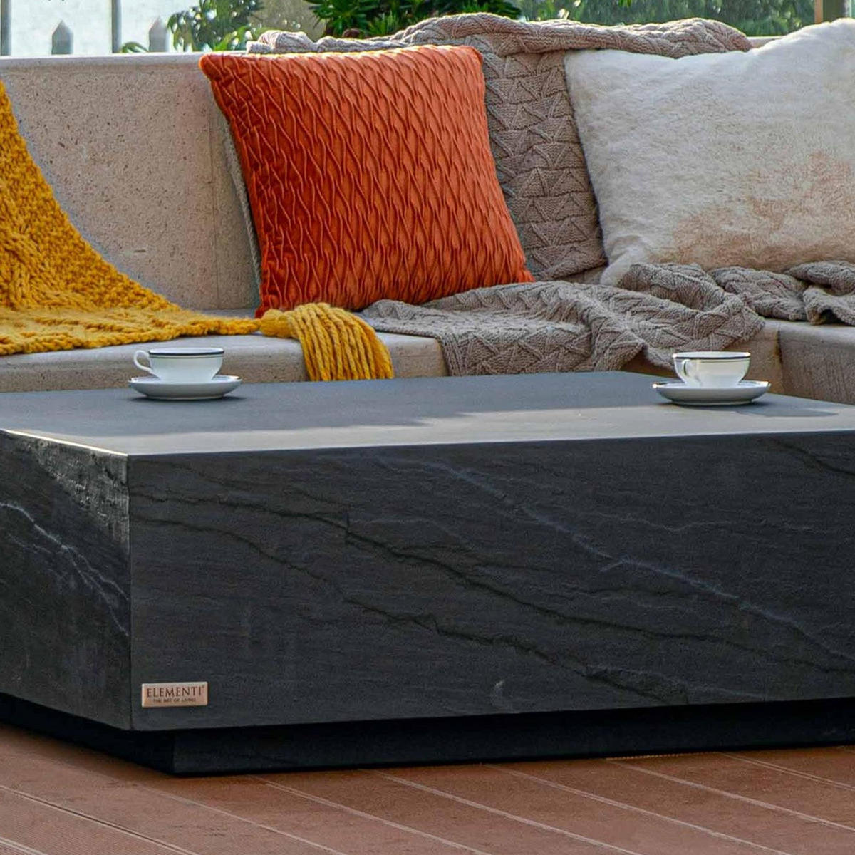 COUCHTISCH COLORADO aus GF-Beton Quadrat, Wetterbeständig, 102x102x36 cm - Dunkelgrau, Naturmaterialien (102/102/36cm) - Elementi