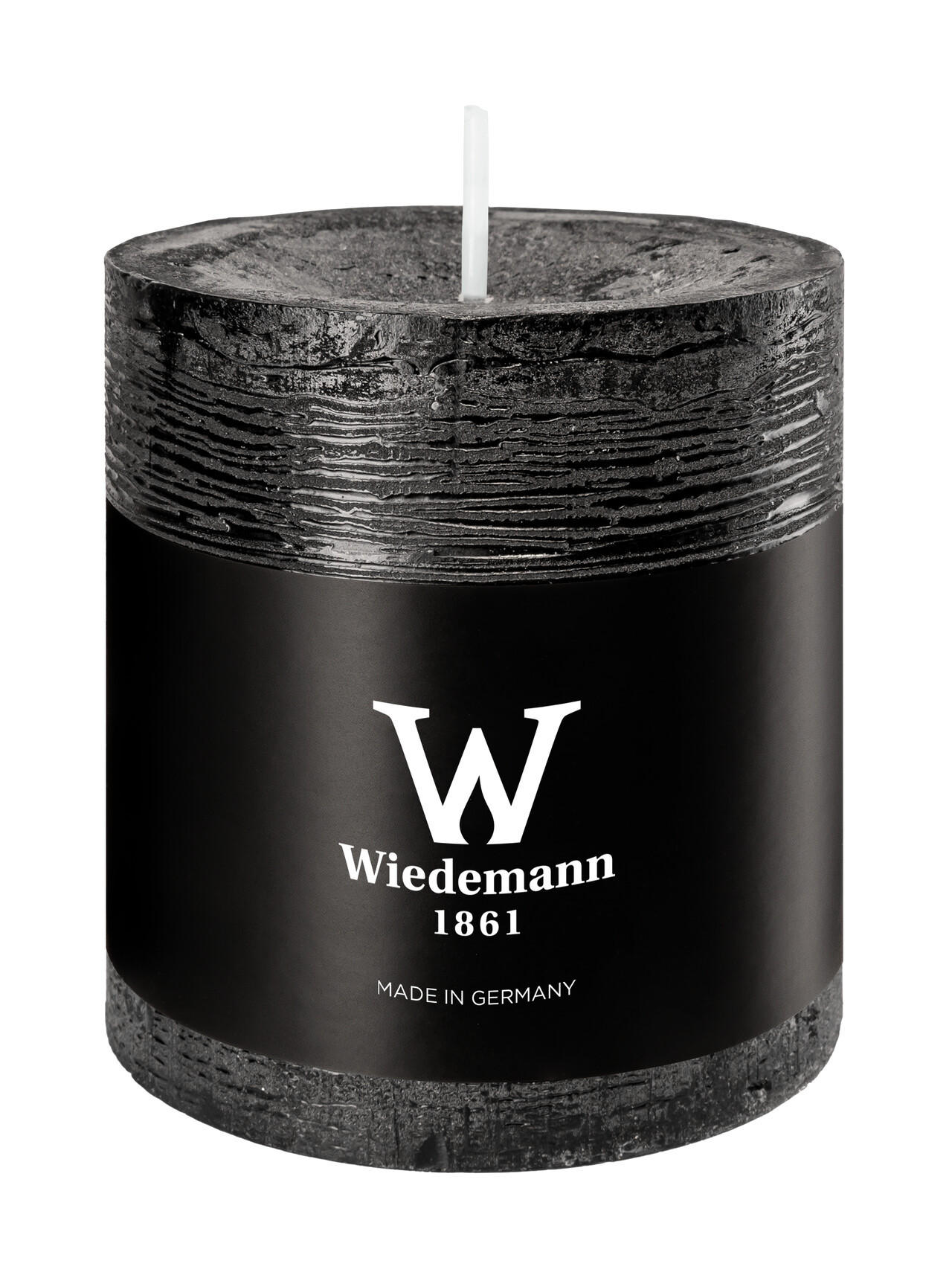 STUMPENKERZE Rustik Marble Style Schwarz 80 x Ø 68 mm, 1 Stück - Schwarz, Paraffin (7/8cm) - Wiedemann Kerzen