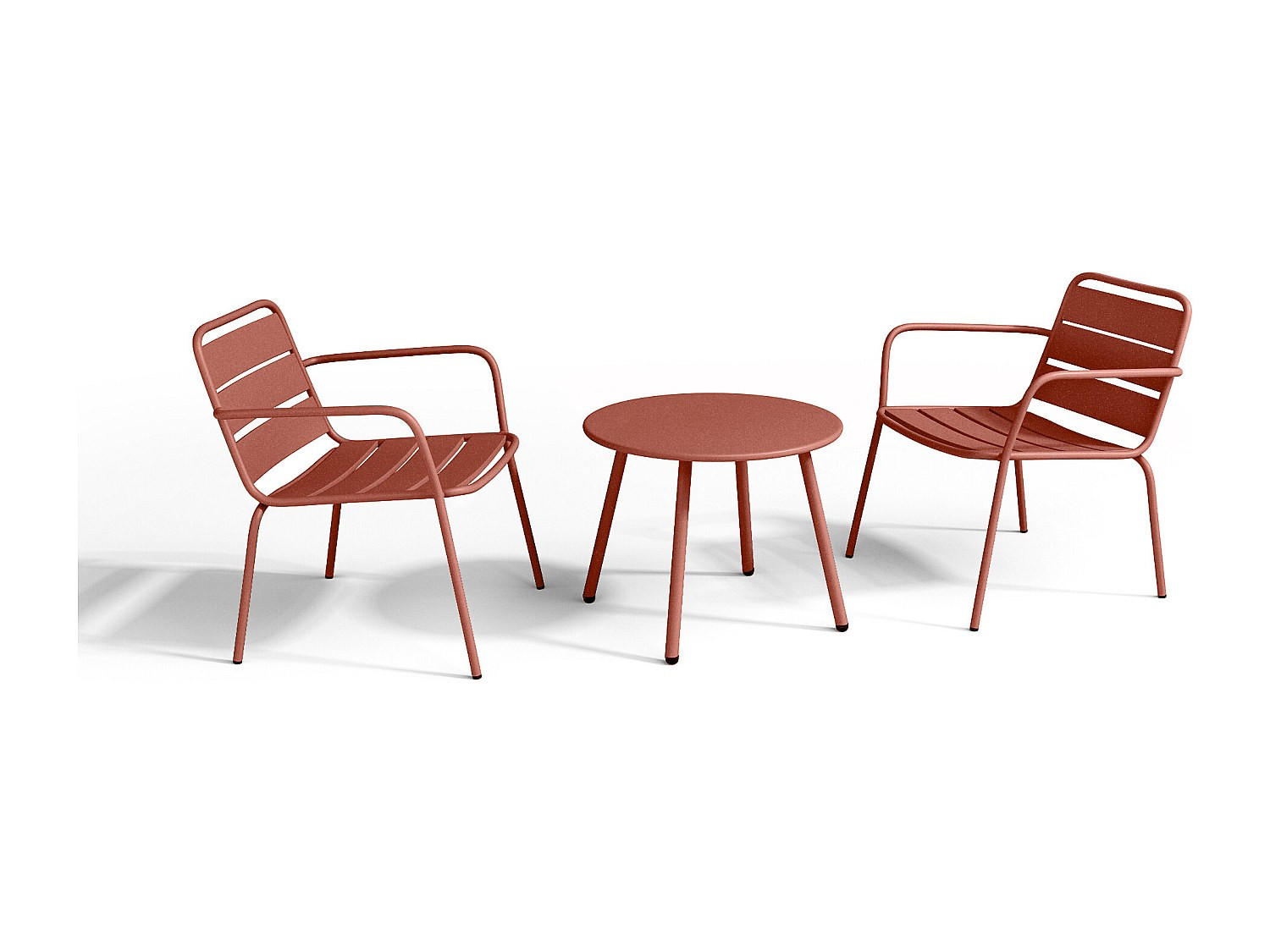 GARTENSITZGRUPPE im Set - 2 -Sitzer - Stahl - terracotta - MIRMANDE - Braun, Metall - Vente-Unique