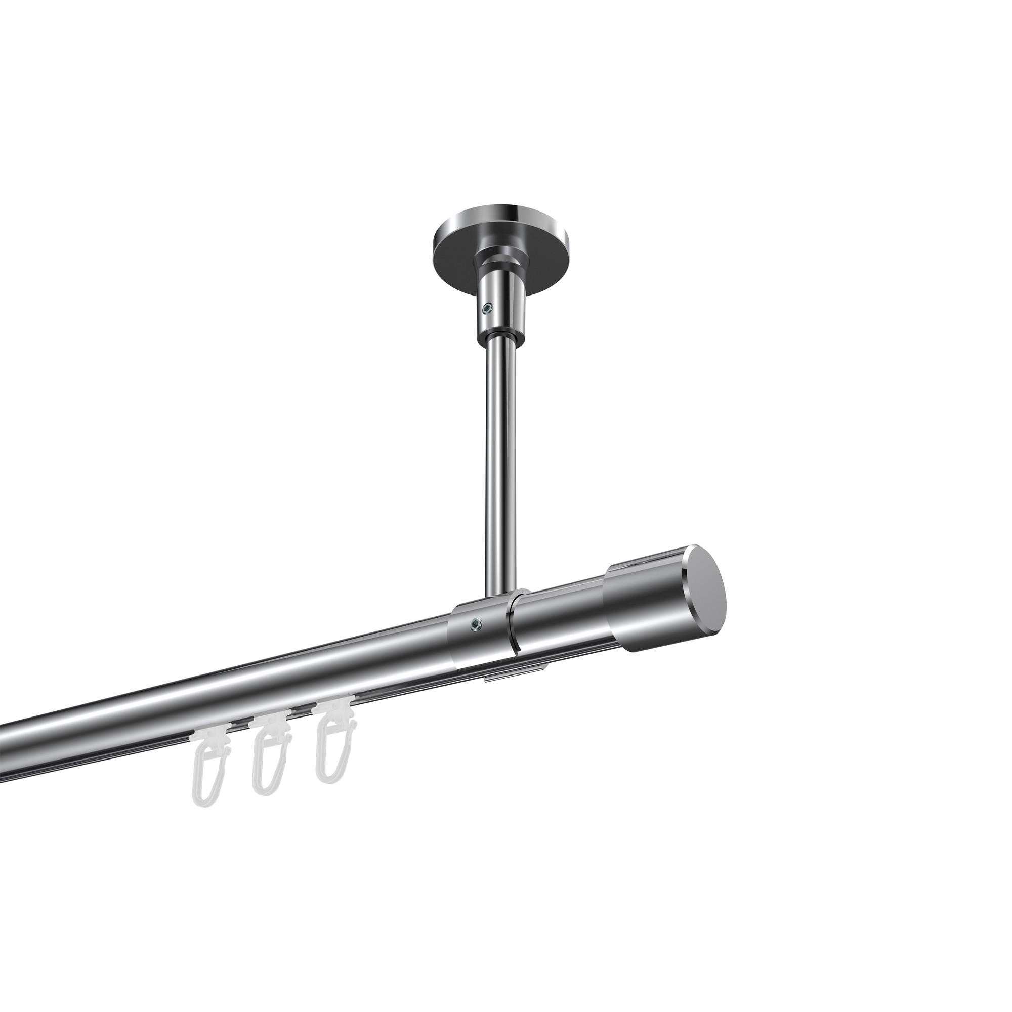 INNENLAUF-GARDINENSTANGEN-SET Sonette Santo 540 cm (geteilt in 3 x 180 cm), 1-läufig, 20 mm Ø Chrom - Chromfarben, Metall (540cm) - INTERDECO