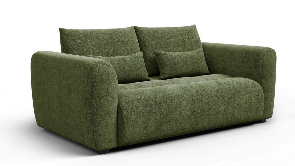 SOFA SORENO 3-Sitzer, dunkelgrün - Dunkelgrün/Schwarz, Holz/Textil (214/94/114cm) - Courtois Laville