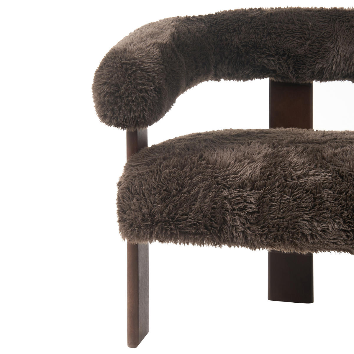 2-SITZER-SOFA Webpelz Dunkelbraun Ilbro - Dunkelbraun, Textil (138/76/68cm) - Beliani