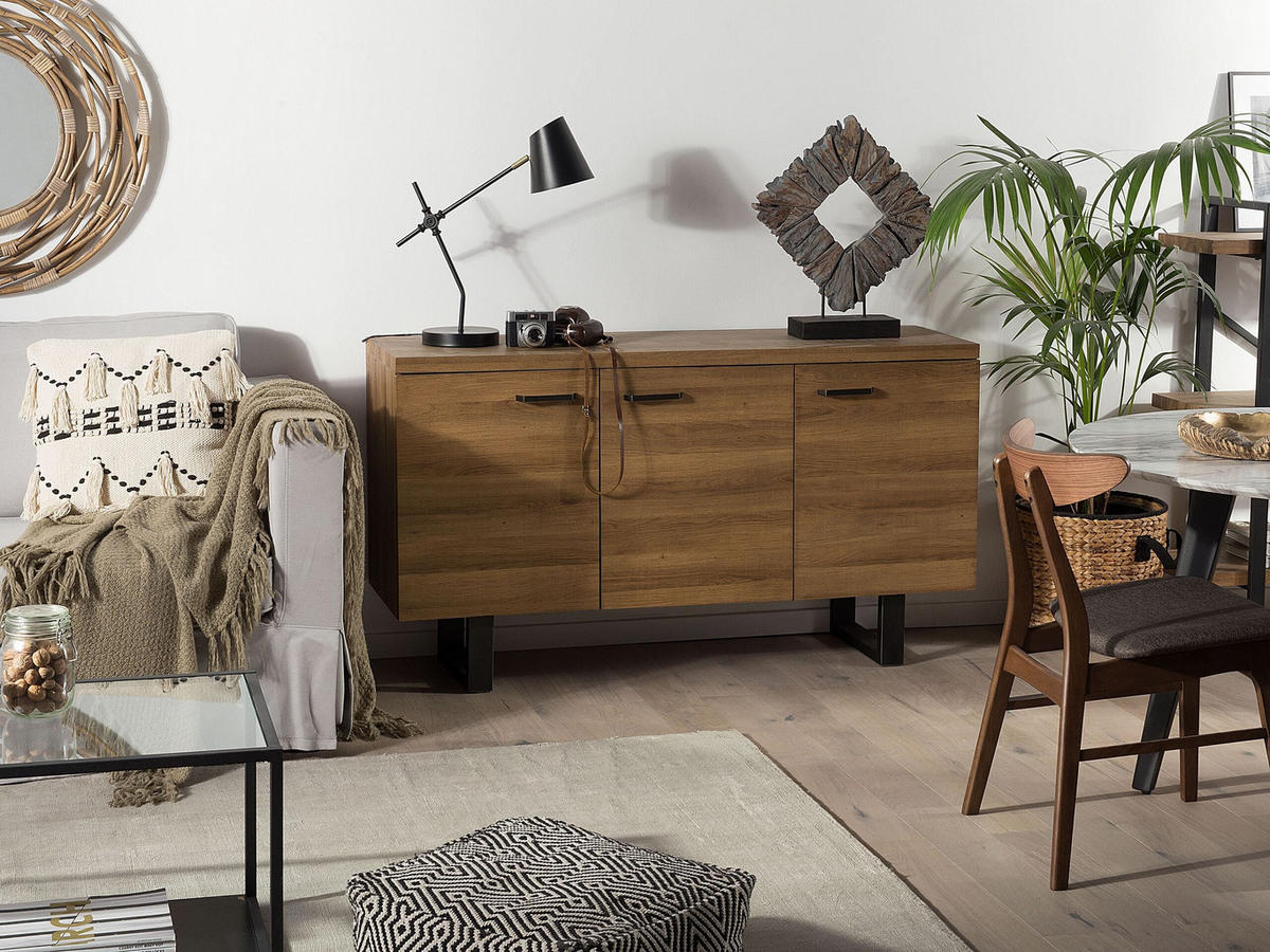 SKŘÍŇ Tmavě hnědá Timber - hnědá, kompozitní dřevo (140/79/42cm) - Beliani