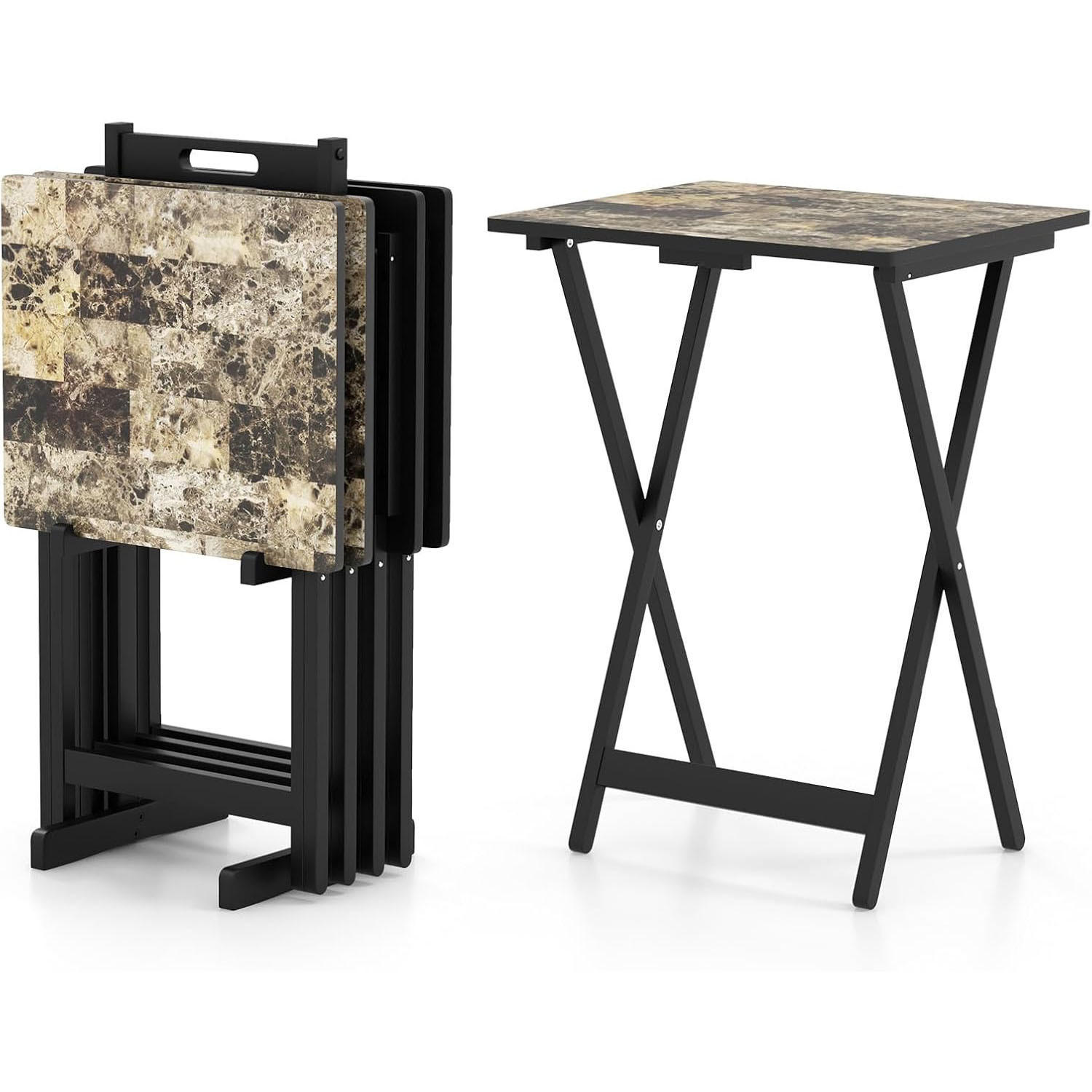 UTEBORD Svart (4 delar) - Svart, Träbaserade material (40/48/67cm) - COSTWAY
