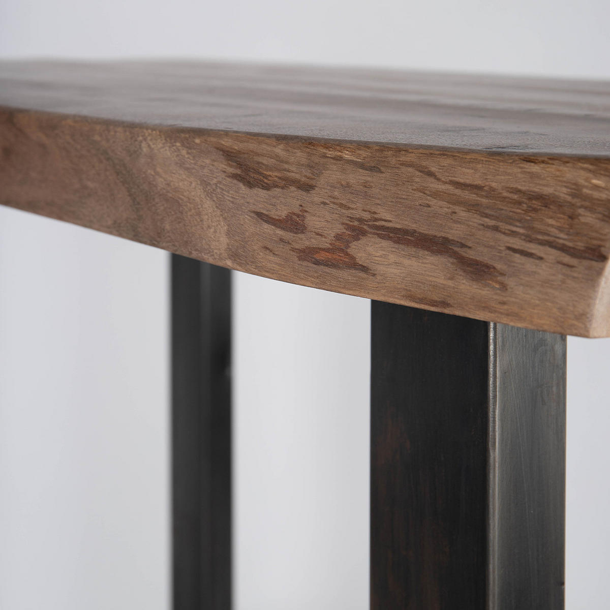 BARTISCH - Akazie massiv / Eisen - Anthrazit/Akaziefarben, Holz/Metall (55/120/105cm) - home24
