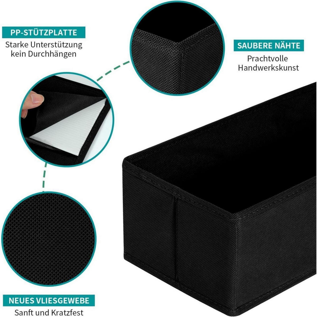 SCHUBLADEN Organizer 6er Set Schwarz für PAX Schrank 75x58 cm - Schwarz, Textil (28/12/28cm)