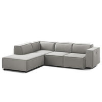 ECKSOFA mit Ottomane - Graubraun/Schwarz, Kunststoff/Textil (260/234cm) - home24