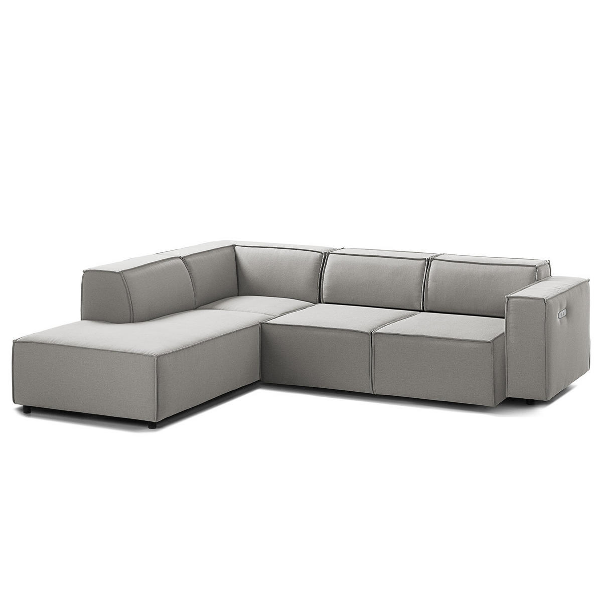 ECKSOFA mit Ottomane - Graubraun/Schwarz, Kunststoff/Textil (260/234cm) - home24