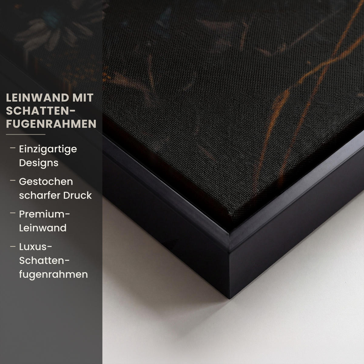 LEINWAND Bilder mit Rahmen - Frau - Luxus - Blumen - Schmetterling - Porträt - 80x120 - Schwarz, Textil (80/120cm) - MuchoWow