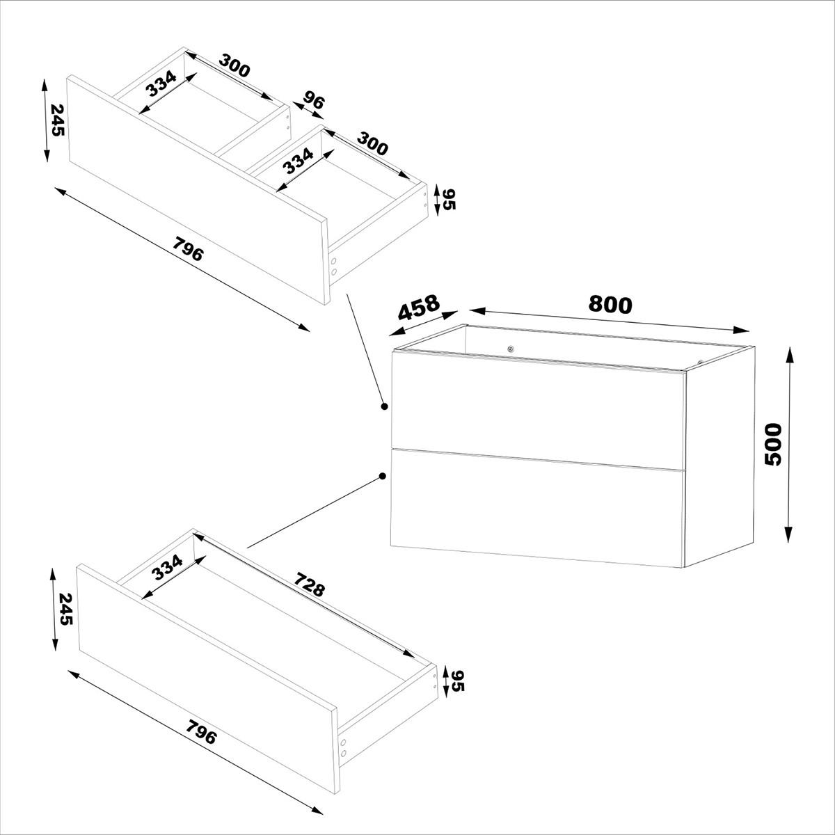 WASCHTISCHUNTERSCHRANK 80cm Tao Holz - Braun, Holzwerkstoff (80/50/46.5cm) - Petits-meubles