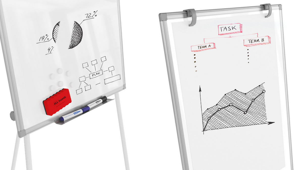 MAGNETISCHES Whiteboard-Flipchart 90x60 cm, Silber - Silberfarben, Metall (100/70/1.2cm) - ALLboards
