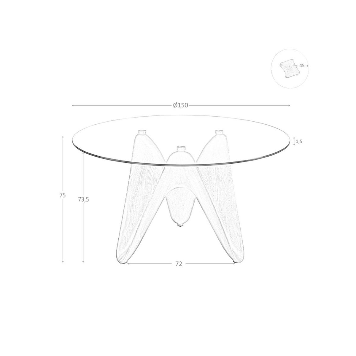 ESSTISCH Esstisch runde gehärtetes Glas aus walnussfarbenes Holz Ø150/75 cm - Transparent/Walnussfarben, Glas (150/150/75cm) - ANGEL CERDA