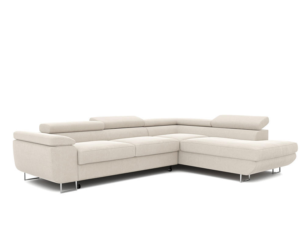 ECKSOFA ANTON mit Schlaffunktion und Bettkasten Creme - Creme, Holzwerkstoff/Kunststoff (274/203cm) - Idohome