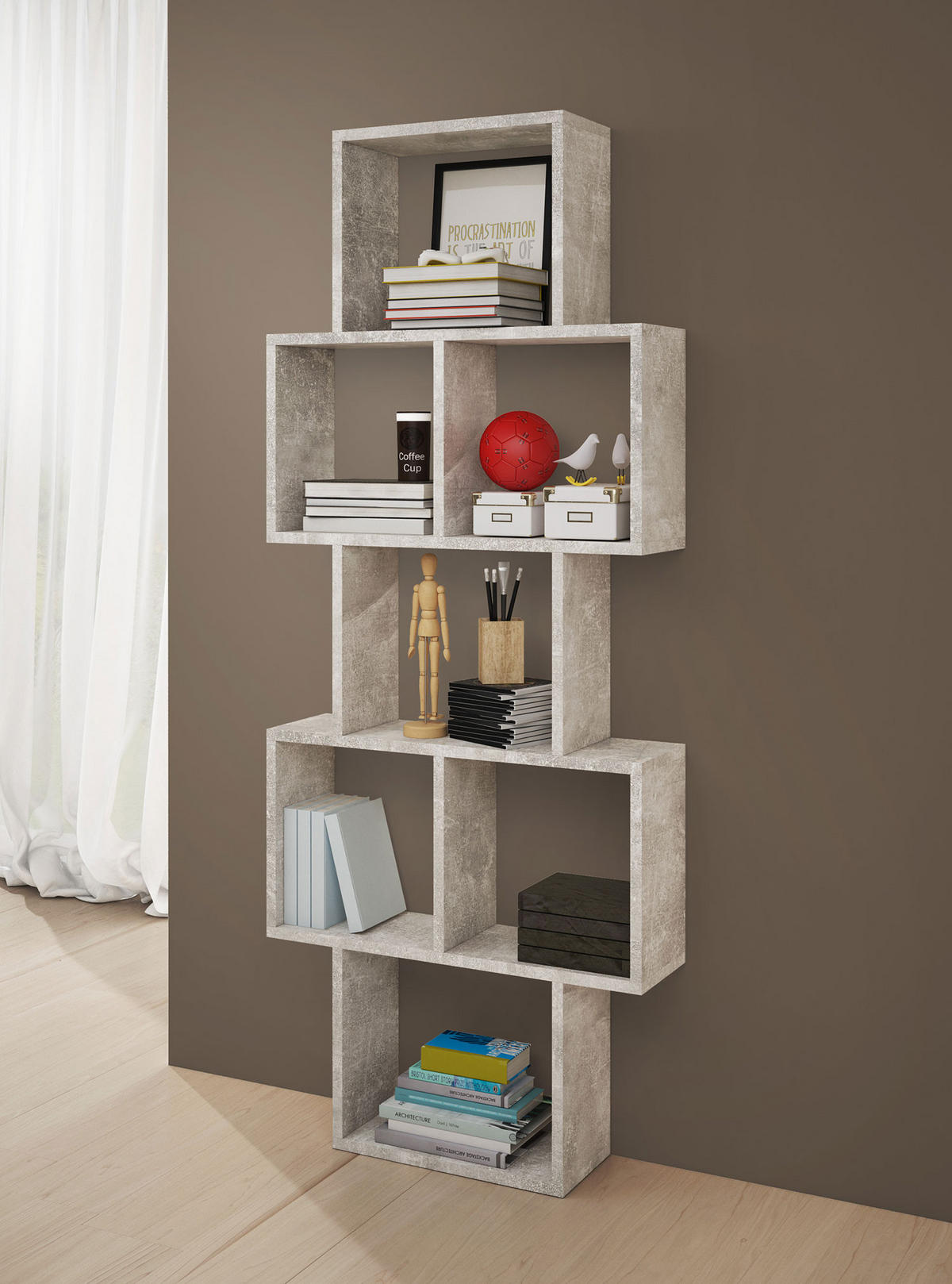 WANDREGAL Trio Beton 160,5 / 18 / 65cm - Grau, Holz/Holzwerkstoff (161/65/18cm) - Feldmann-Wohnen