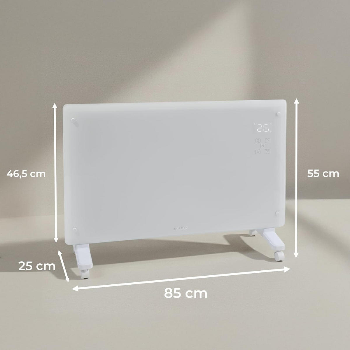 KONVEKTOR 2500 W WLAN Heizgerä - Weiß, Kunststoff/Metall (25/55/85cm) - KLAMER