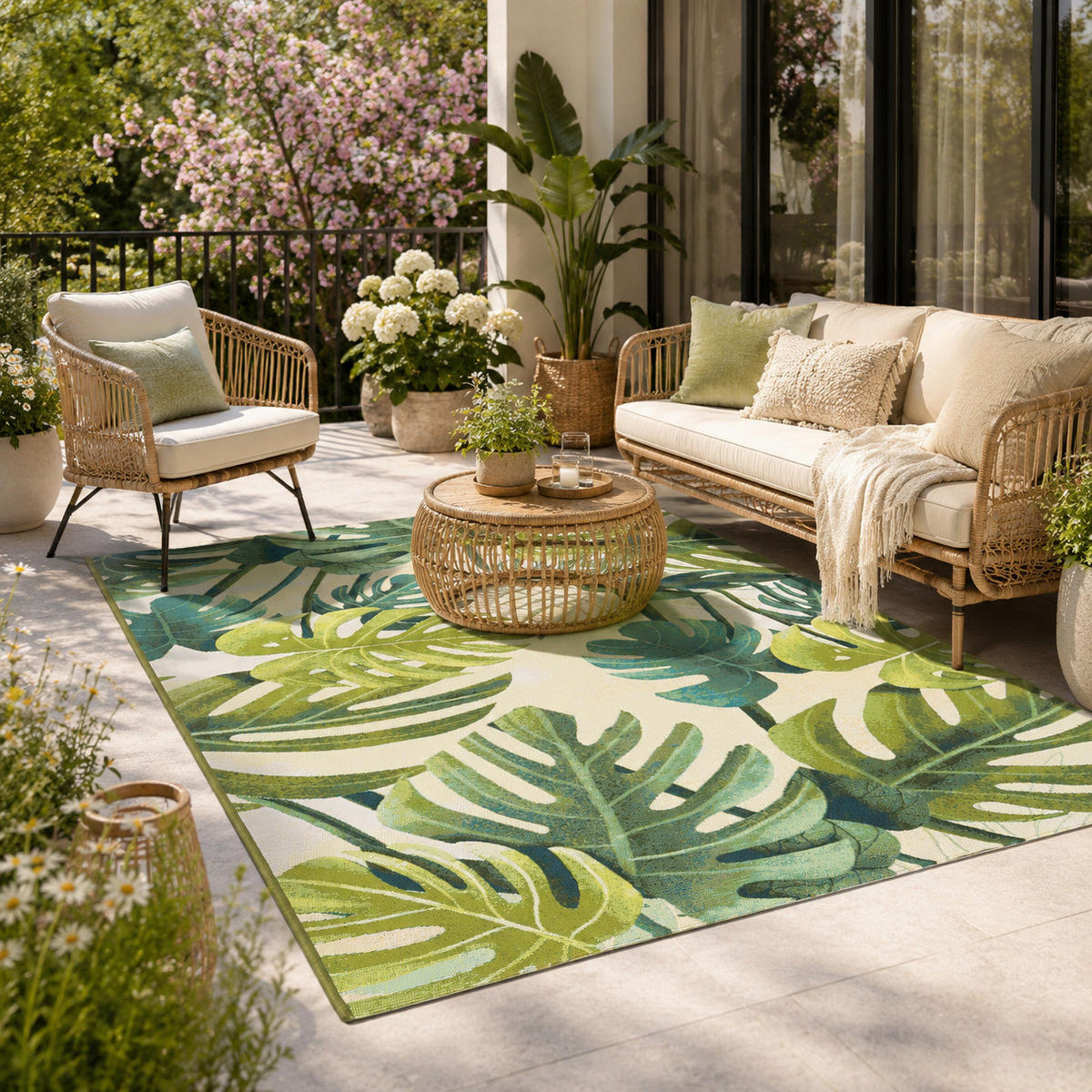 IN- & OUTDOOR TEPPICH MALIBU - Dunkelgrün, Textil (120/180cm) - Pergamon