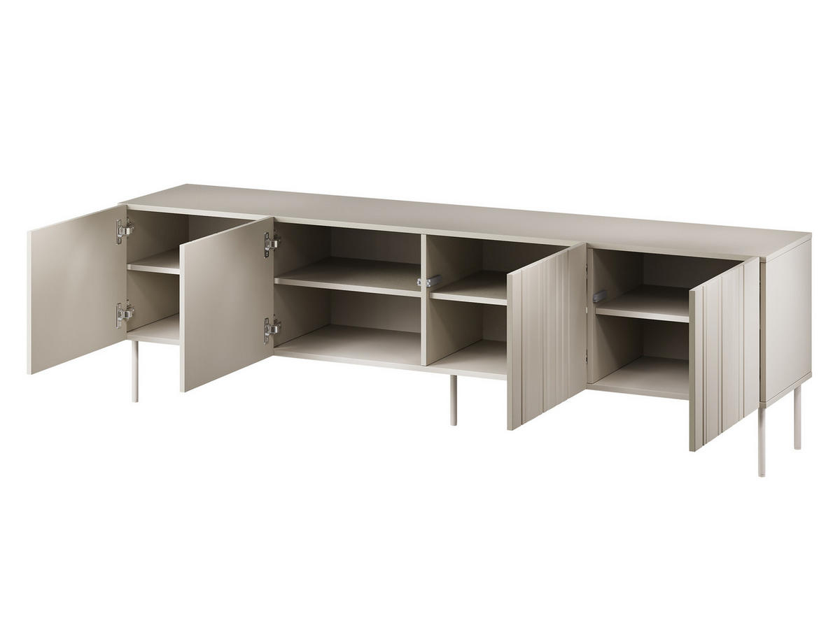 TV-LOWBOARD Isla 200 4D - Schwarz, Holzwerkstoff/Metall (201/60/40cm) - MIRJAN24