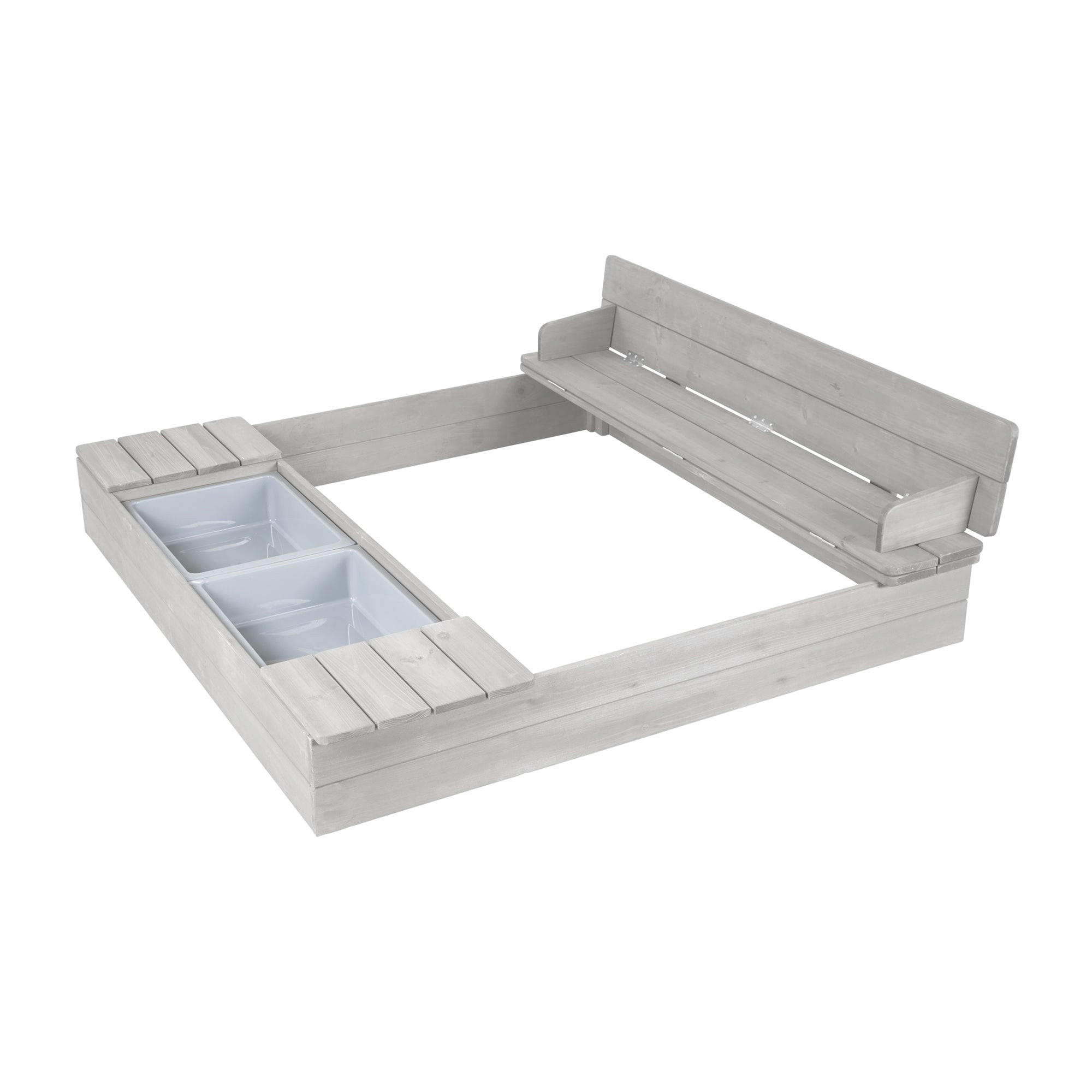 SANDKASTEN aufklappbare Sitzbank + Spielwannen grau - Grau, Holz (120/125/20.5cm) - Roba