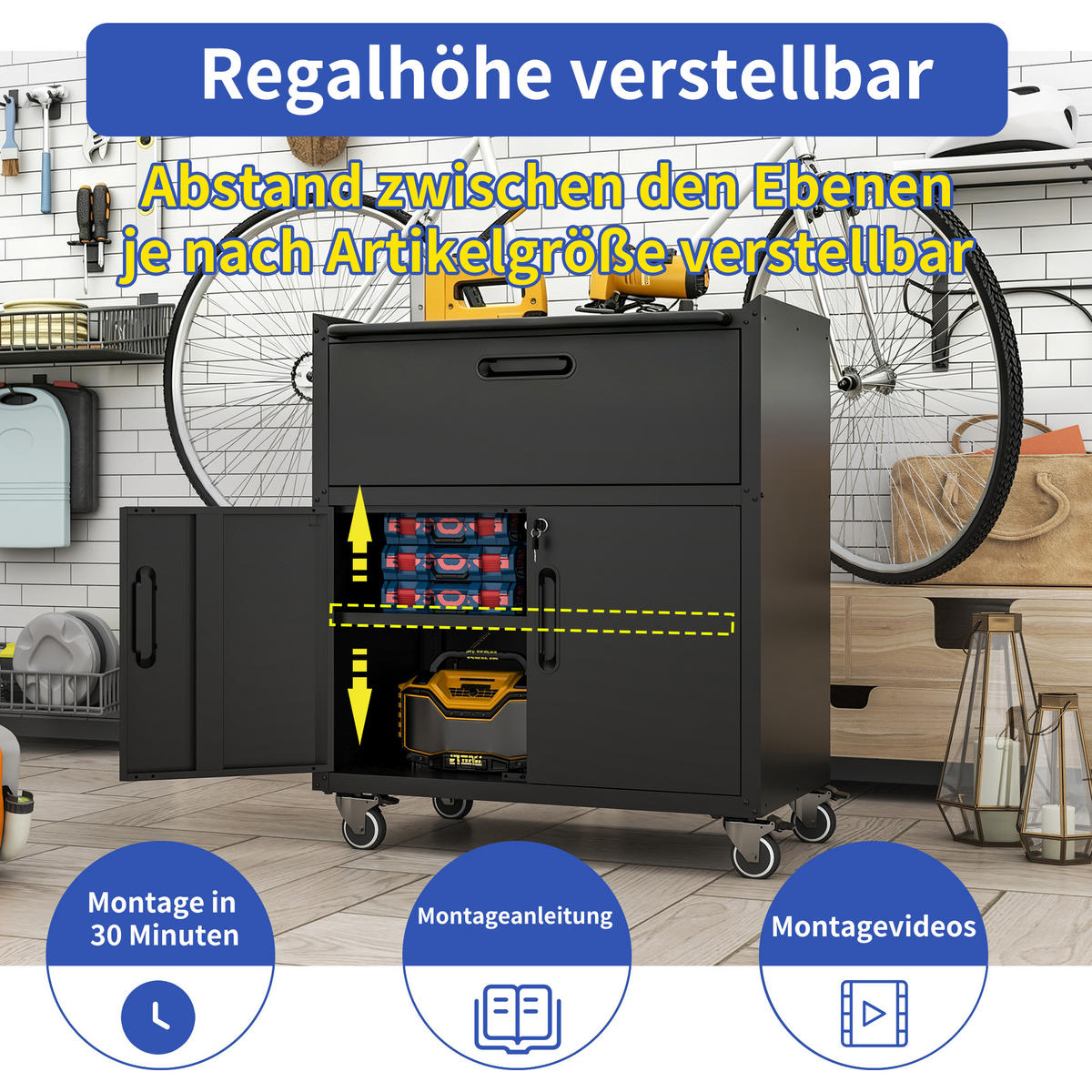 KOMBINATIONSMÖBEL – 88 cm (H) x 75 cm (B) x 42 cm (T), Farbgebung in Schwarz und Grau. - Schwarz, Metall (42/88/75cm) - DCA