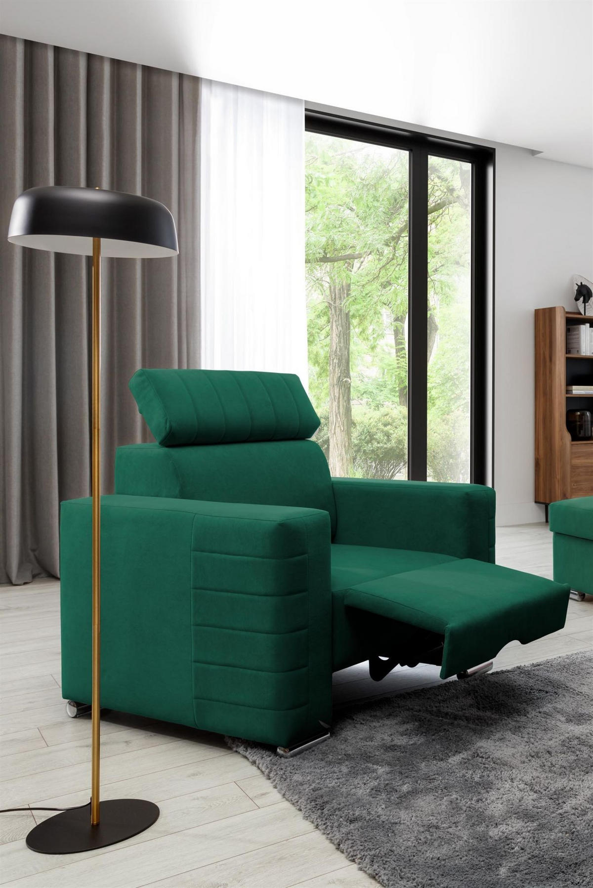SESSEL Canton In Camelia - Grün, Holzwerkstoff/Textil (94/92/93cm) - Fun Möbel