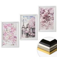 WANDBILDER 3er-Set - 40x60 cm Weißer Rahmen - Blumenlandschaft in Rosatönen - Weiß, Kunststoff (40/60cm) - ArtPrintCave