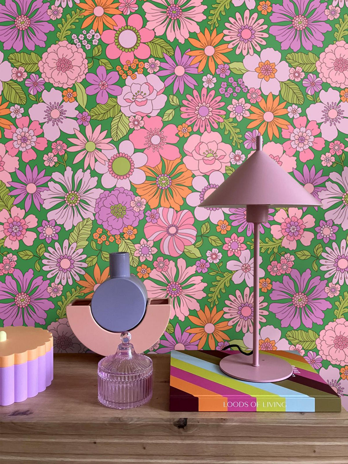 TAPETE Retro Blumen 50 x 900 cm - Grün, Papier (50/900cm) - ESTAhome