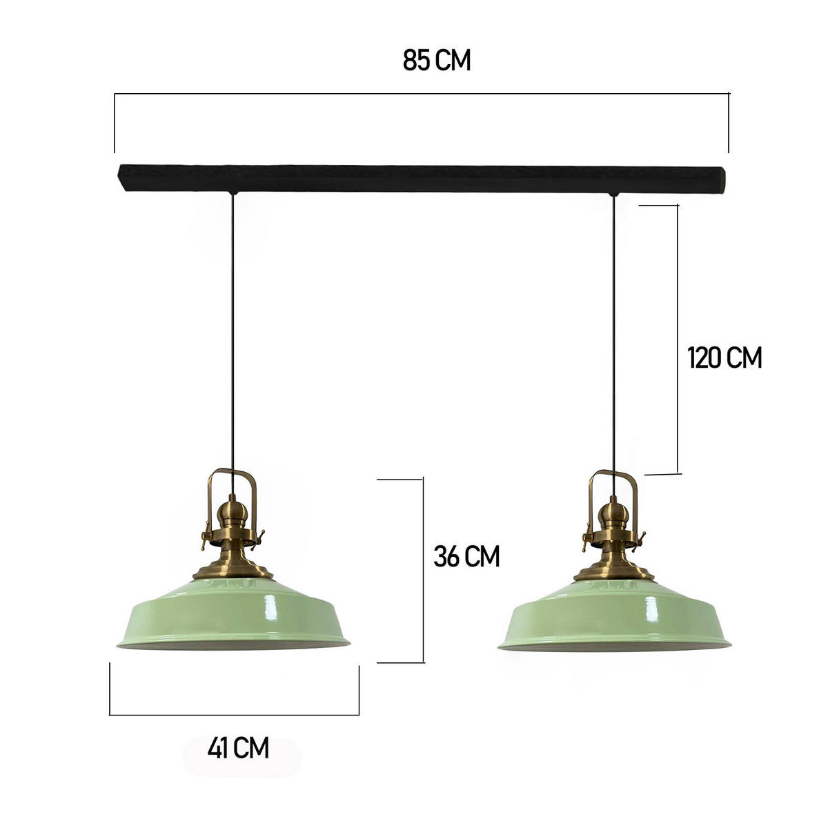 PENDELLEUCHTE Asletl 2 Flammig 41/36 cm - Mintgrün, Metall (41/36cm) - Bamyum