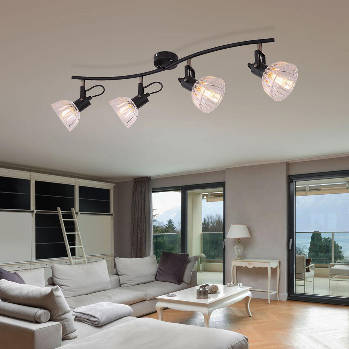 DECKENLEUCHTE Vernole Metall Schwarz - Schwarz, Glas (70/15.5/18cm) - Globo Lighting