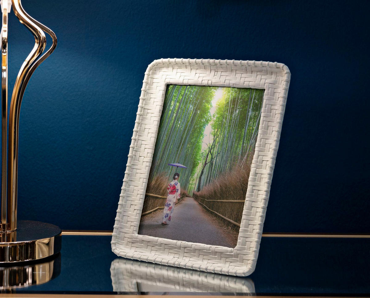 BILDERRAHMEN Bamboo Style, Fotoformat 15 x 20 cm, cremefarben, Polyresin und Glas, Rahmen 20,5 x 2 x 25,5 cm - Creme, Glas/Kunststoff (20.5/25.5/2cm) - Mauro Ferretti