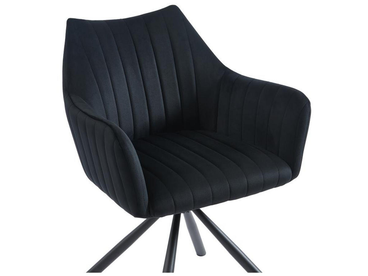 STUHL mit Armlehnen 6er-Set - Samt & Metall - Schwarz - IZIALI - Schwarz, Textil (60/83.5/60cm) - Vente-Unique