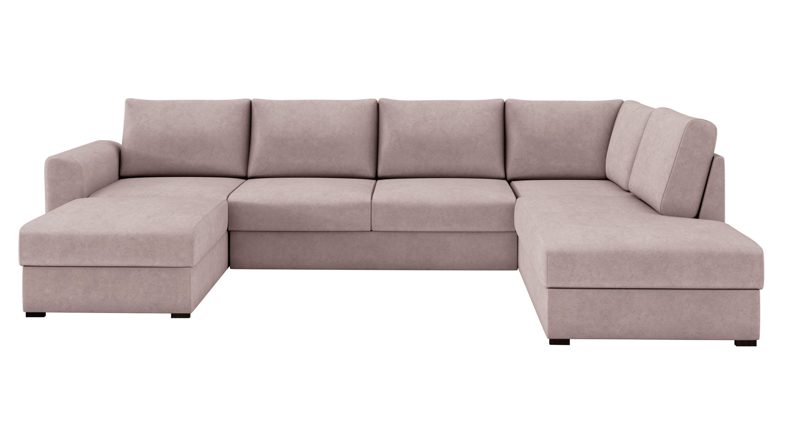 WOHNLANDSCHAFT Wilma Premium, Seite: Rechts - Hellrosa/Schwarz, Holz/Textil (305/85/188cm) - MIRJAN24