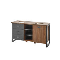 DOPPELWASCHTISCH I12 Stirling Oak & Matera 138/75/40 cm - Eichefarben, Holzwerkstoff (138/75/40cm) - Livojo