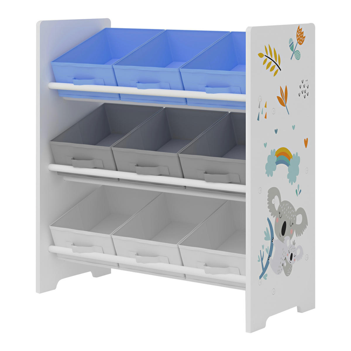 KINDERREGAL Boiro - Blau/Weiß, Holzwerkstoff/Textil (62/59.5/29.5cm) - [en.casa]