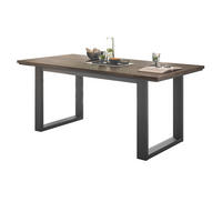 ESSTISCH Thermo Eiche Metall schwarz Küchentisch 160 x 81 cm - Eichefarben/Schwarz, Holzwerkstoff (160/81/77cm) - Furn.Design