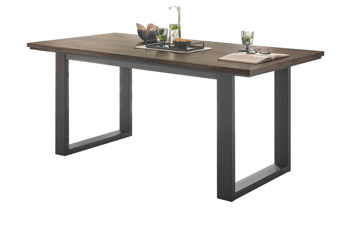 ESSTISCH Thermo Eiche Metall schwarz Küchentisch 160 x 81 cm - Eichefarben/Schwarz, Holzwerkstoff (160/81/77cm) - Furn.Design